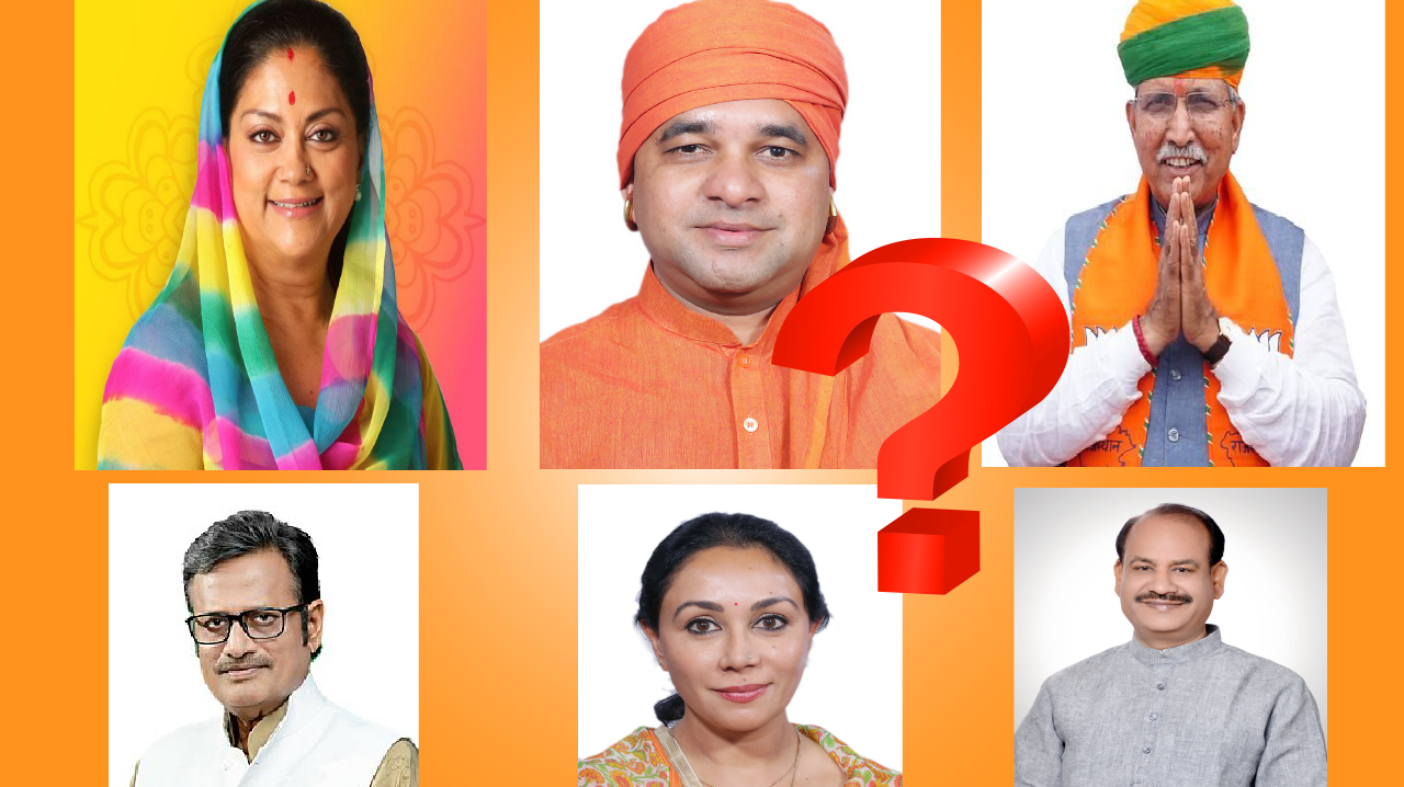 In this, the contenders for the post of CM in Rajasthan are respectively Vasundhara Raje Scindia, Baba Balak Nath, Arjun Ram Meghwal, Rajendra Singh Rathore and Om Birla.